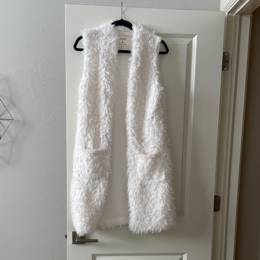White Fuzzy Sleeveless Vest